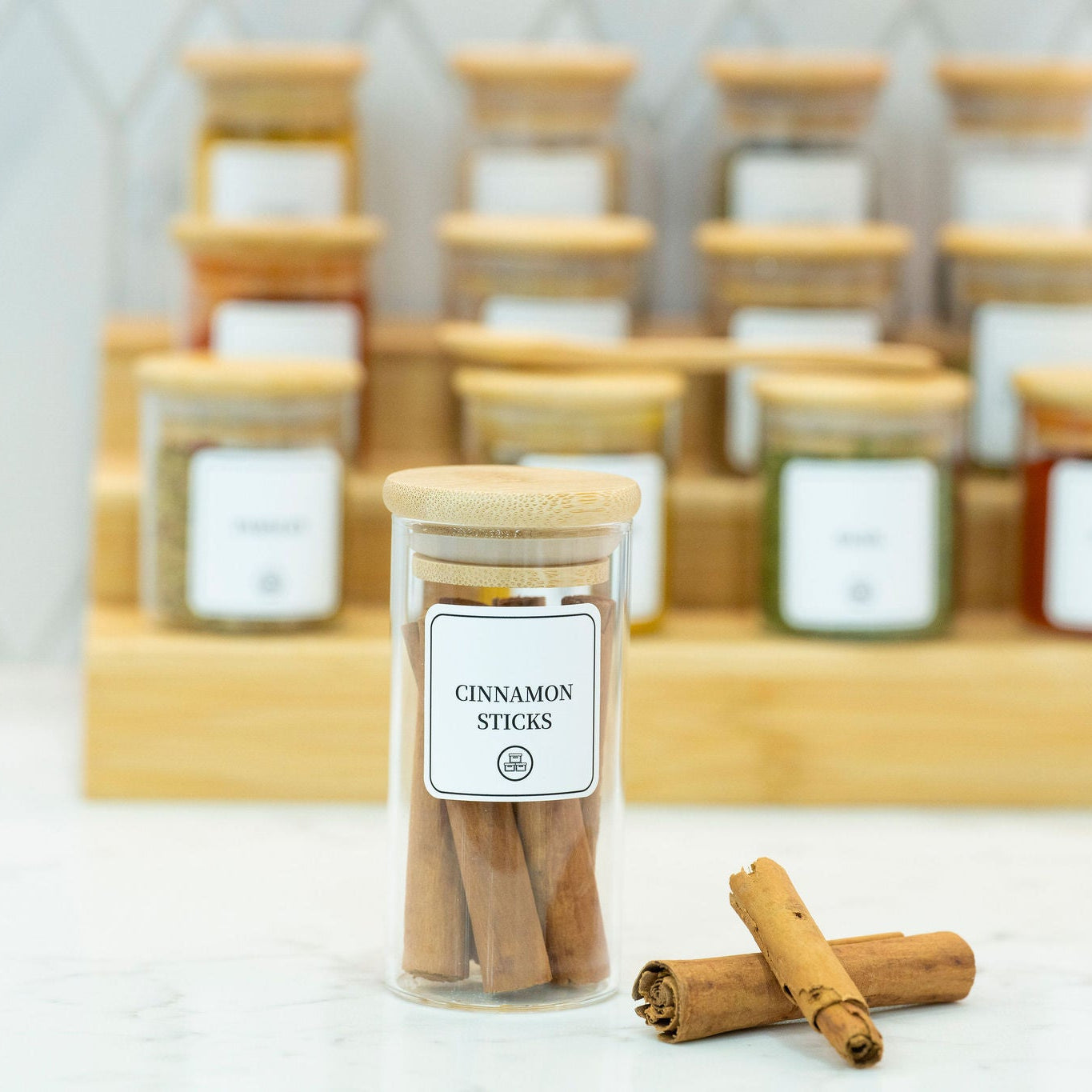Glass Spice Jar Set – Bamboo Lid (3 Sizes)
