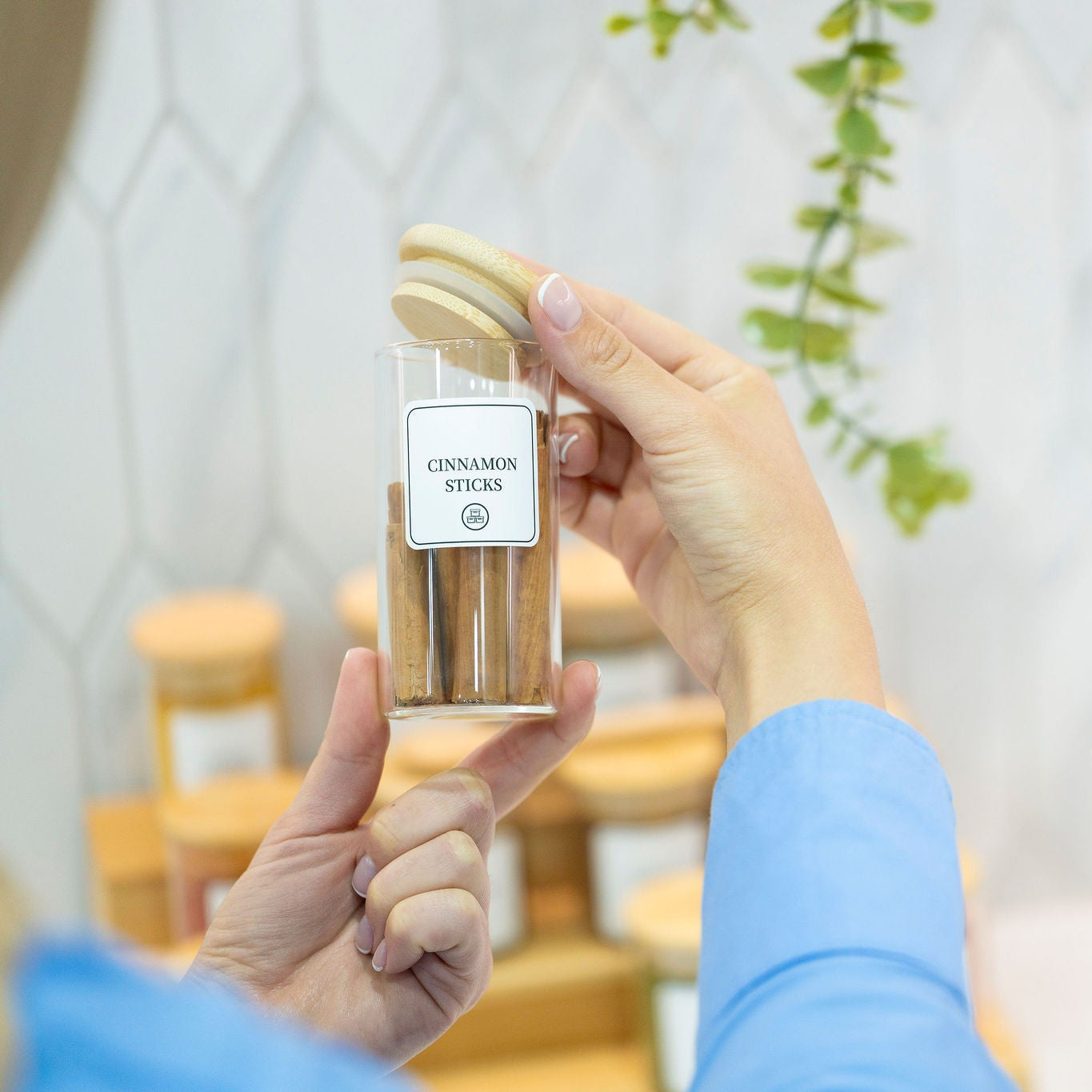 Glass Spice Jar Set – Bamboo Lid (3 Sizes)