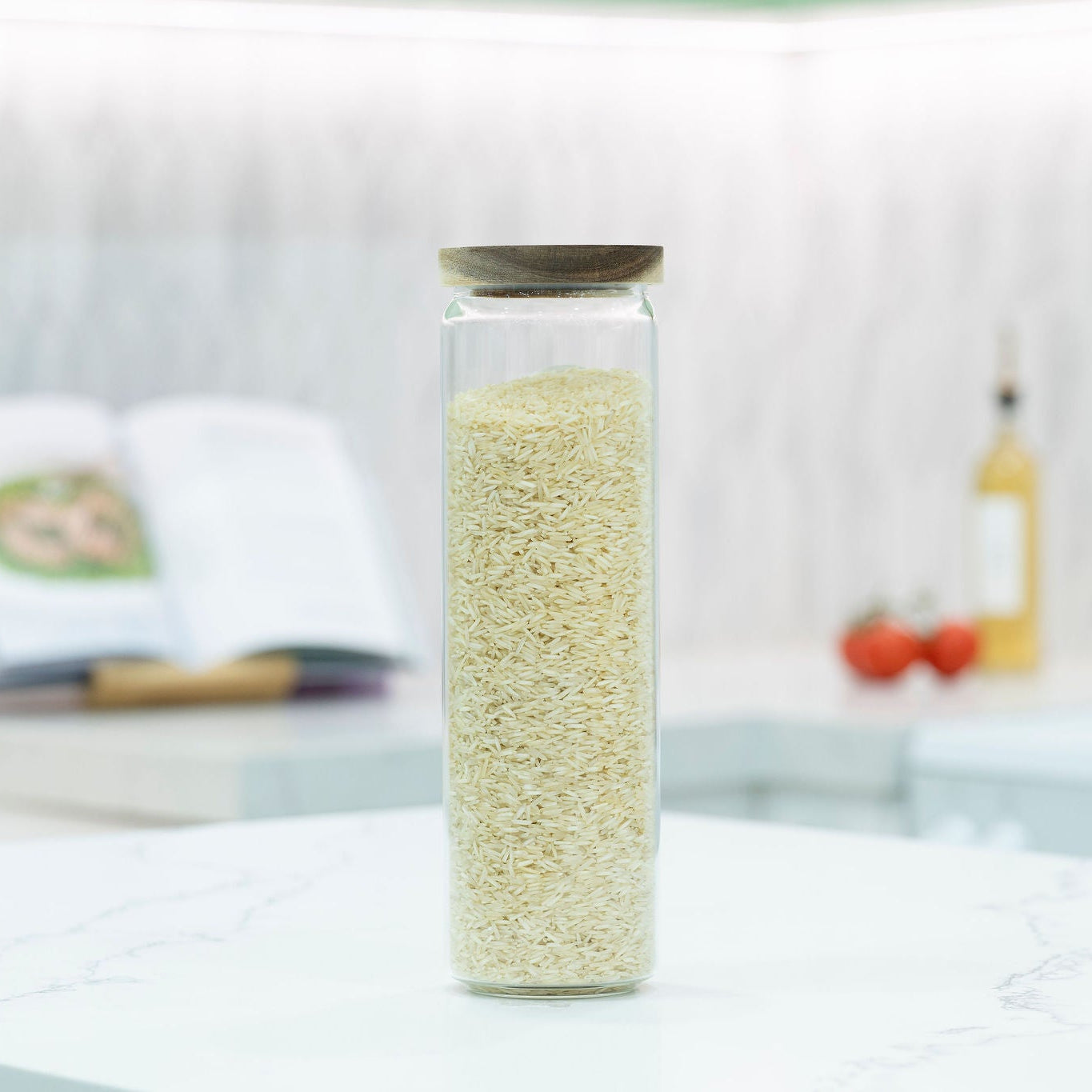 5-Piece Glass Pantry Jar Set – Acacia Lid