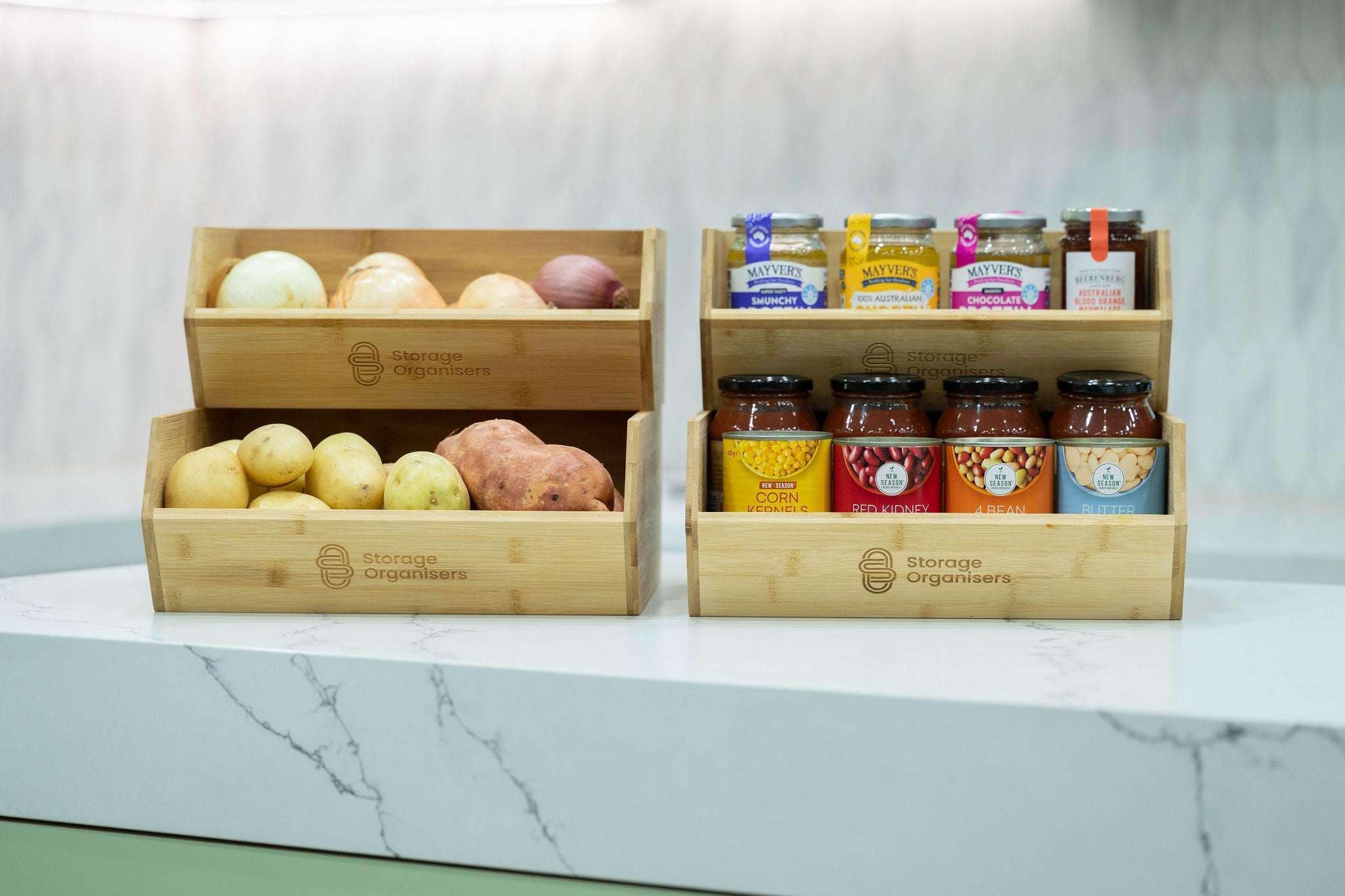 Stackable Bamboo Pantry Organiser Set