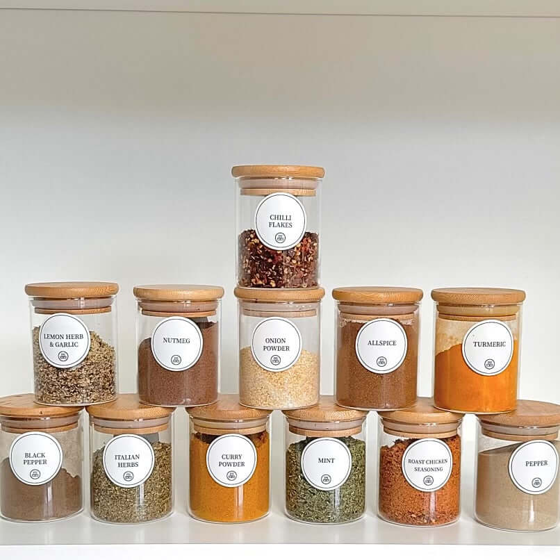 12-Piece Spice Jar Set – Bamboo Lid